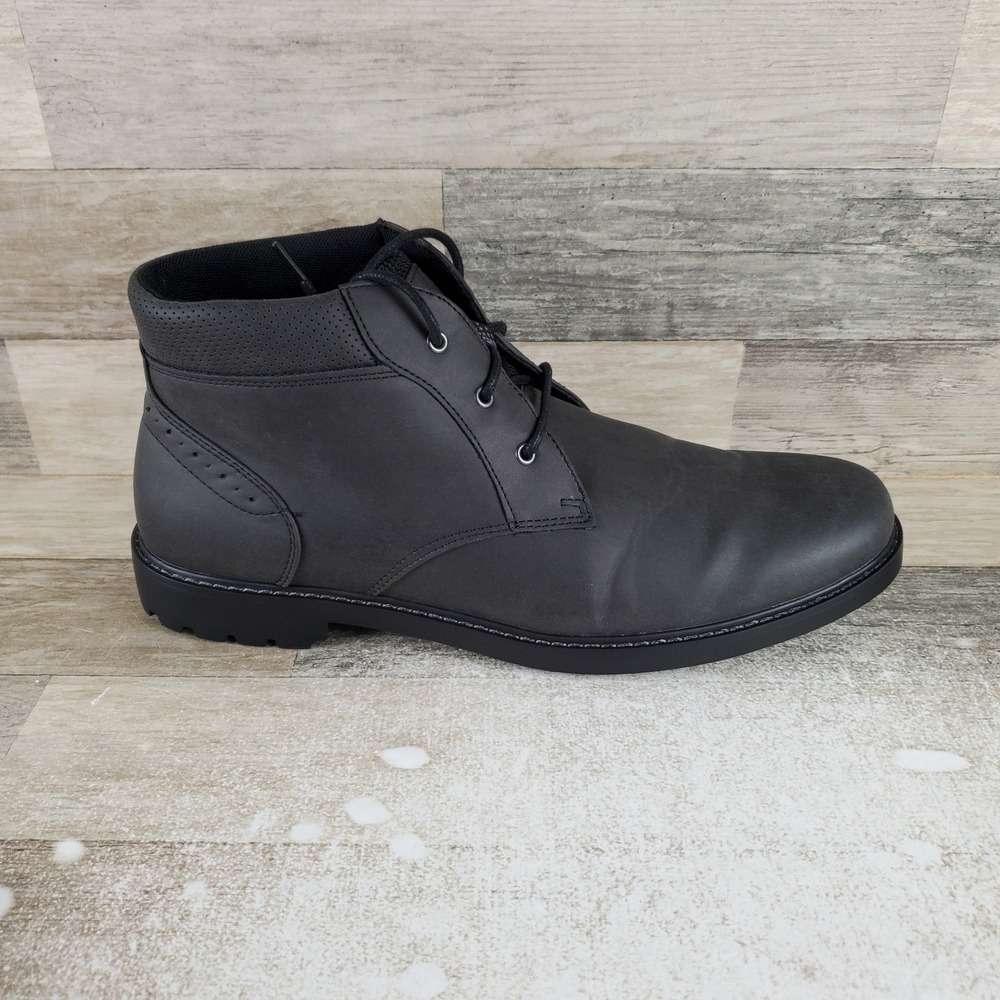Nunn Bush Delton Mens Chukka Boot Sz 14 M Black Leather Lace Up Plain Toe Ankle